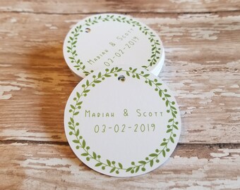 Greenery, Simple Wedding Tag, Floral tag, laurels, bridal shower tag, thank you tag, wedding favor,  2" tag, Round tag (364)