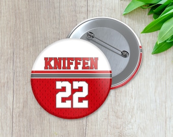 Personalized Sports Jersey Spirit Pin | Personalized Sports Button | Pinback Button | Game Day Spirit (030)