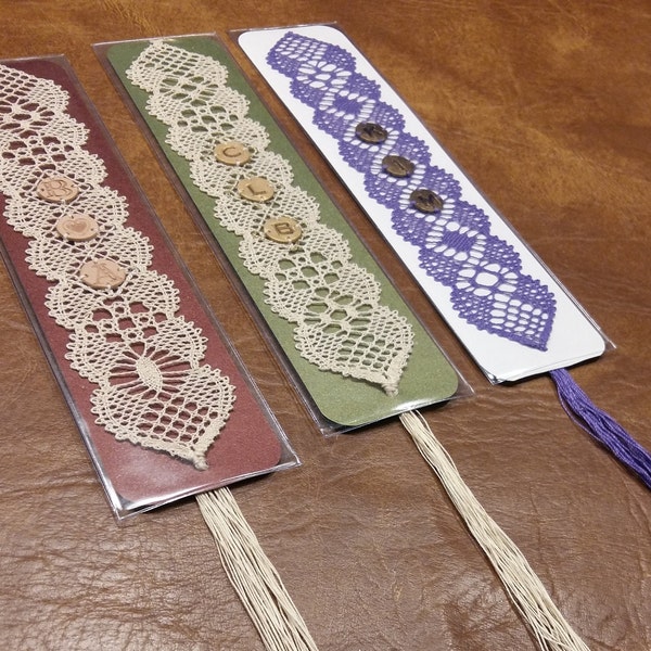 Handmade Bobbin Lace Bookmark, Personalized Gift of Cotton Lace for 2nd, 13th and 39th Anniversary Custom made to order by clbLeatherAndLace