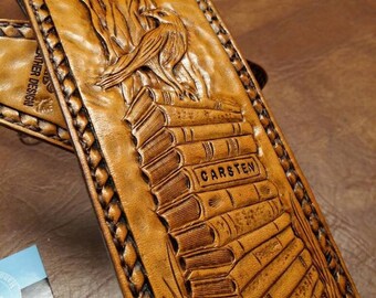 Leather STRAP - Tree of Life- Hand Bag, Camera Strap, Briefcase, Gym Bag - Custom Designed with you!  -OneOfaKind Carved-clbLeatherAndLace