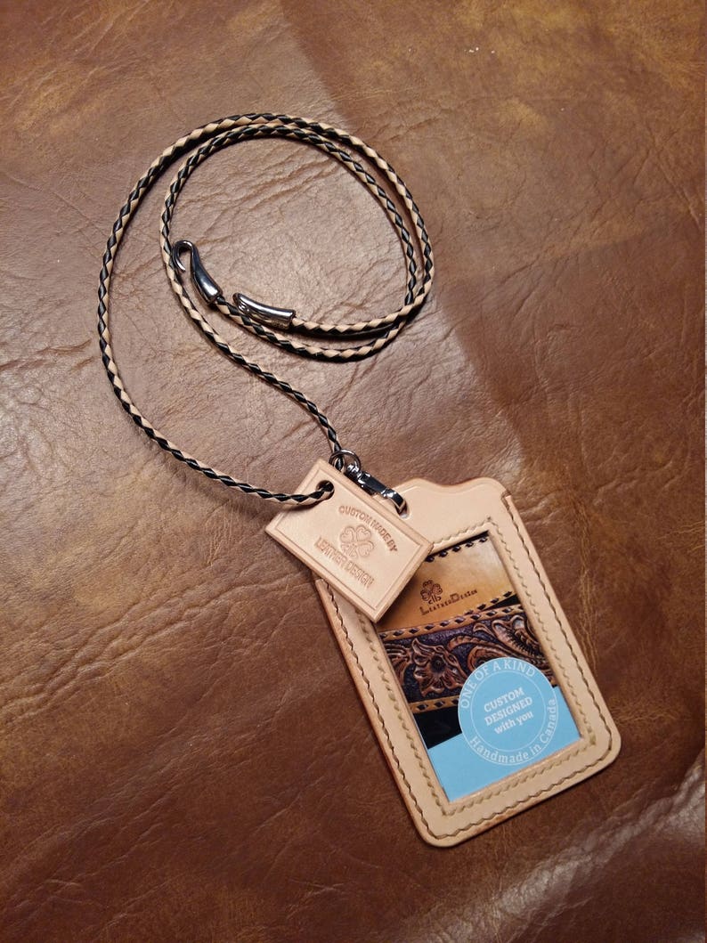 Leather ID Badge Card Holder Tagvertical or Horizontal Etsy