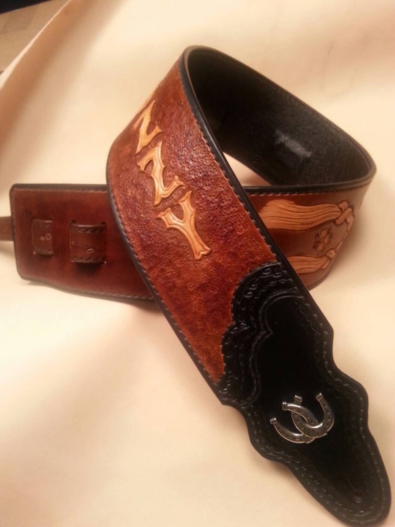 Western Style LEATHER GUITAR STRAP Handmade Custom Designed Etsy