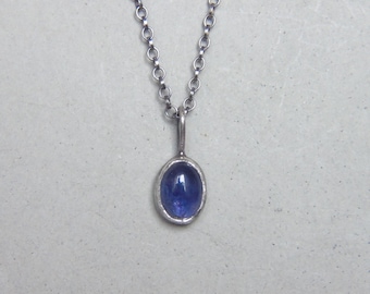 Iolite Pendant, Natural Iolite Pendant, Delicate Sterling Silver Charm