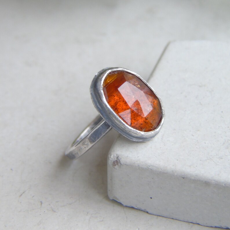 Orange Moss Kyanite Sterling Silver Ring Size 7 