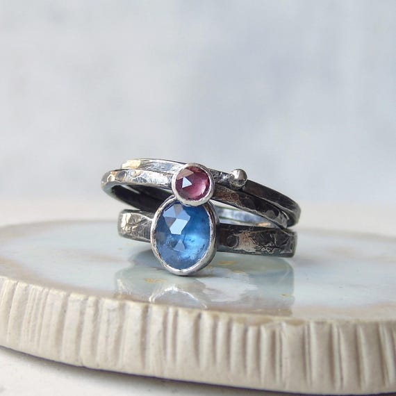 6 rings pink and blue