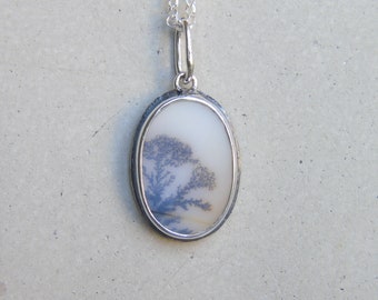 Custom Botanical Agate Pendant, Scenic Agate, Sterling Silver Dendritic Agate Necklace, OOAK