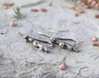 Raw oxidized silver earrings, textured organic silver, modern silver jewellery, custom recycled silver earrings