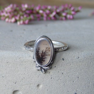 Custom Dendritic Agate Ring, Botanical Scenic Agate, Unique Artisan Silver Ring, Agate Jewelry, Plant Ring
