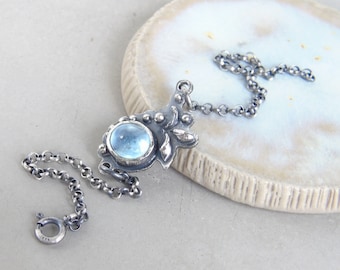 Aquamarine bracelet, Charm Bracelet, Delicate Silver Bracelet, Blue Aquamarine Jewellery