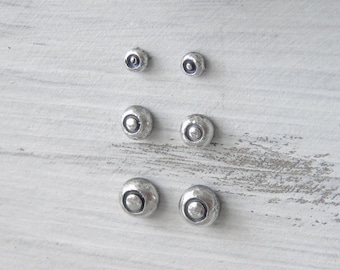 Handmade Organic Ear Sterling Silver Studs Earrings, Custom Earrings