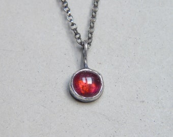 Pink & Orange Tourmaline, Natural Tourmaline Pendant, Delicate Sterling Silver Necklace