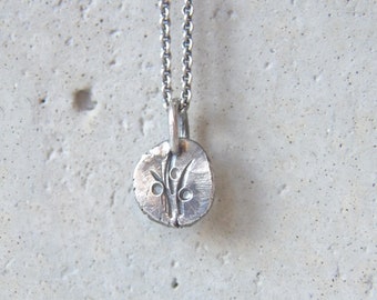 Delicate Silver Pendant, Stamped Pendant, Sterling Silver Custom Pendant