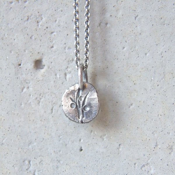 Delicate Silver Pendant, Stamped Pendant, Sterling Silver Custom Pendant