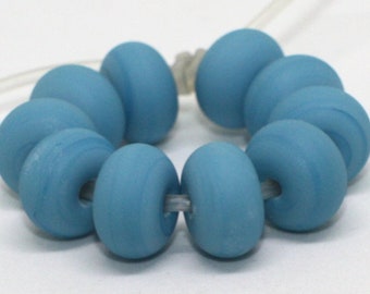 Set 8 Etched Donut Beads Matte Opaque Beads R3203 C217 561 Handmade Lampwork Rondelle Beads 14 mm Green Turquoise Orange Harvest Ivory