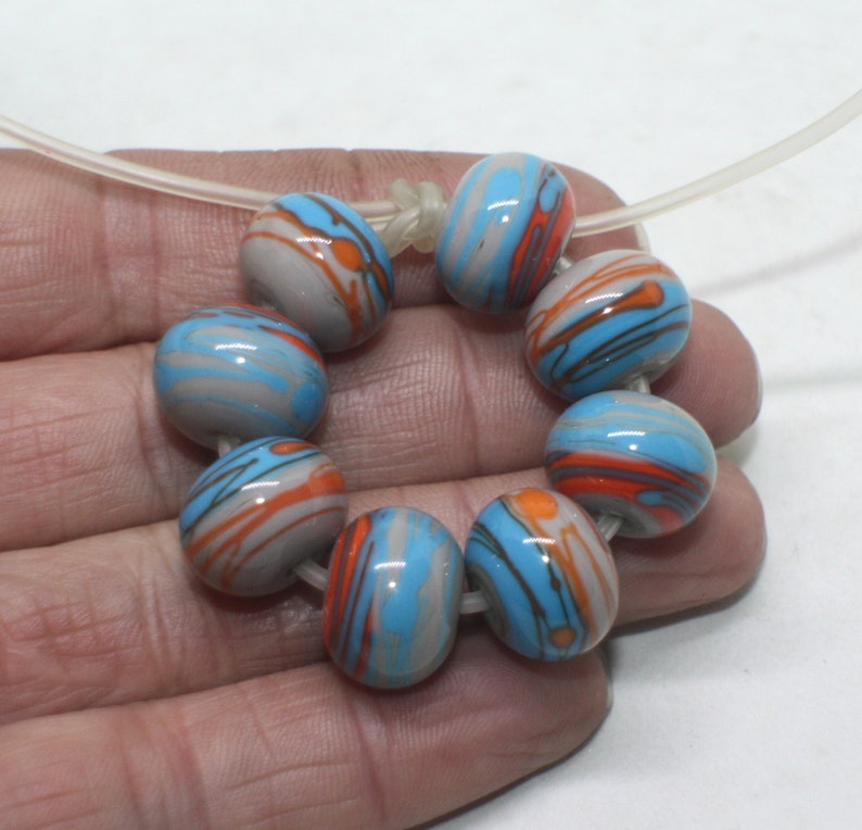 Turquoise Blue Wavy Bead Glass Beaded Earrings