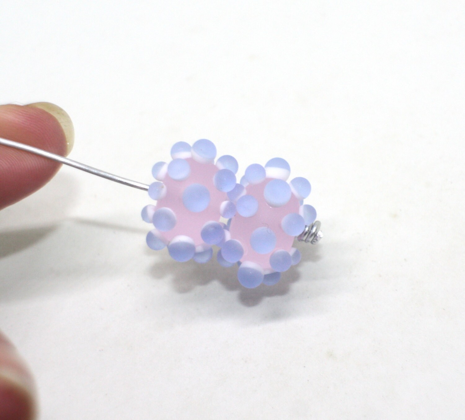 Set 2 Etched Donut Beads 9 mm x 13 mm Pink Rose Quartz Blue Etsy