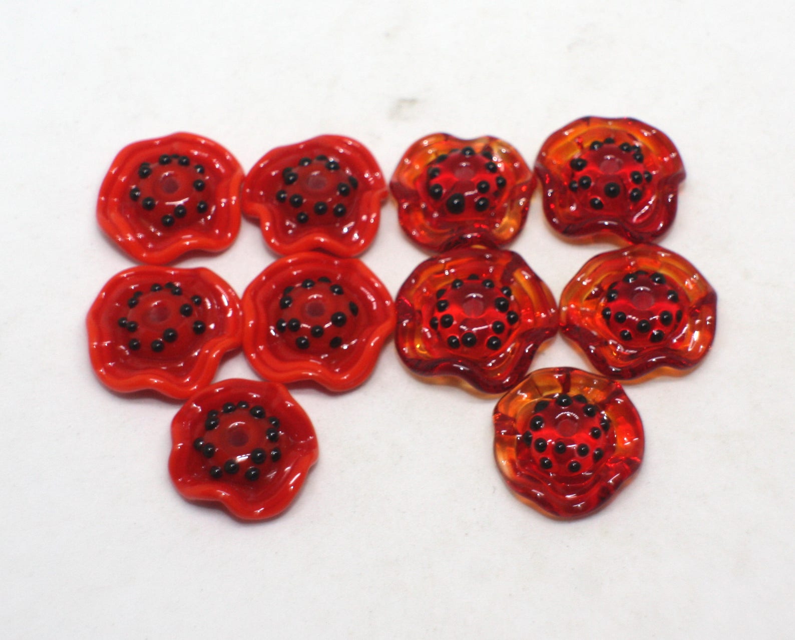 Poppy Beads 1 pc 15 17 mm Red Transparent Opaque Beads Etsy
