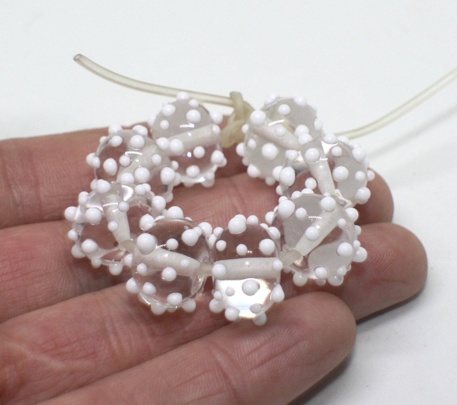 Set 8 Rondelle Beads 9 mm x 12 mm White Clear Glossy Etsy