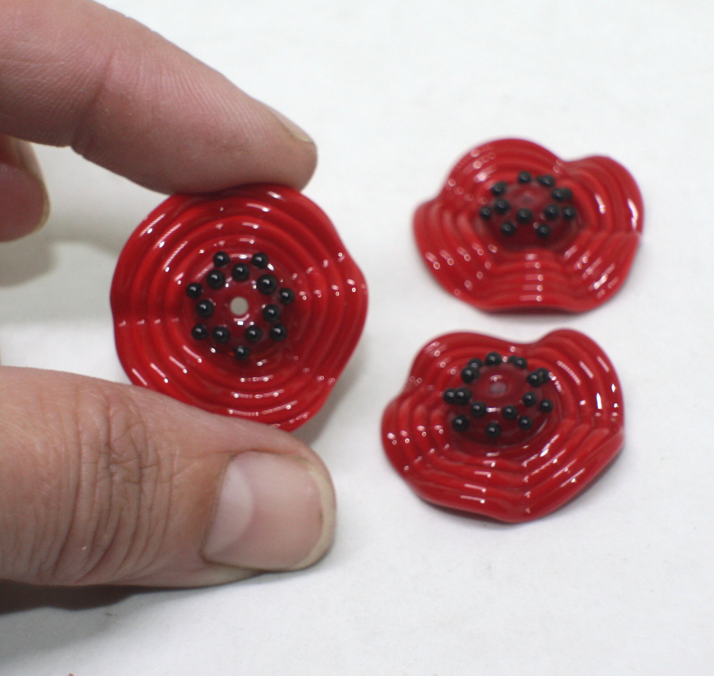 Burgundy Poppy Beads 1 pc 25 26 mm Large Flower Red Etsy