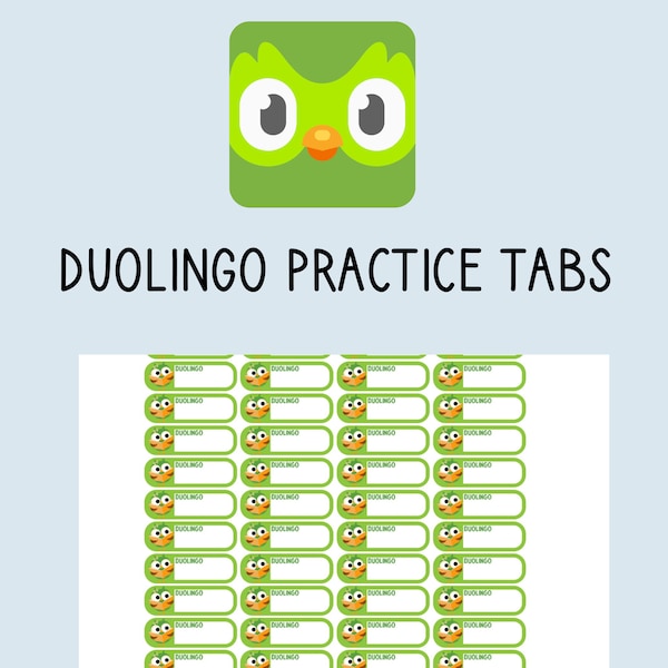 Duolingo Language Practice Tabs for the Erin Condren Life Planner, Inkwell Press and Others - PRINTABLE / DOWNLOADABLE for the ECLP