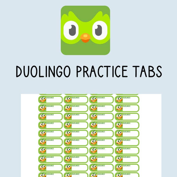 Duolingo Language Practice Tabs for the Erin Condren Life Planner, Inkwell Press and Others - PRINTABLE / DOWNLOADABLE for the ECLP