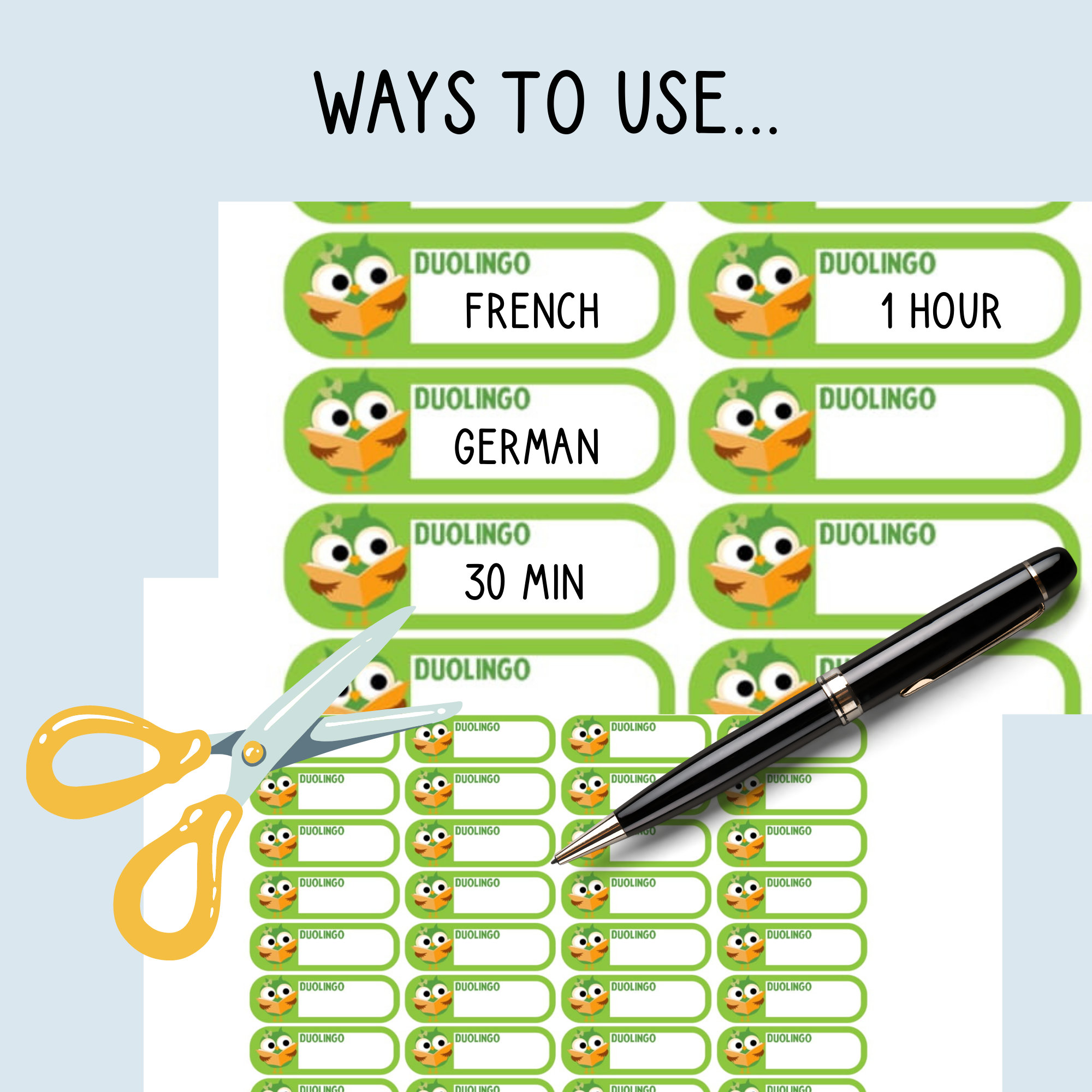 Duolingo Language Practice Tabs for the Erin Condren Life Planner