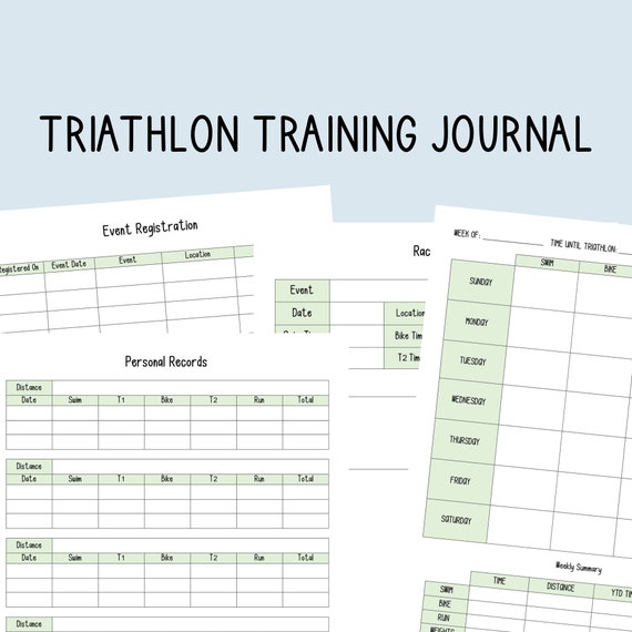 Triathlon Training Journal Digital File Log for Tracking Etsy