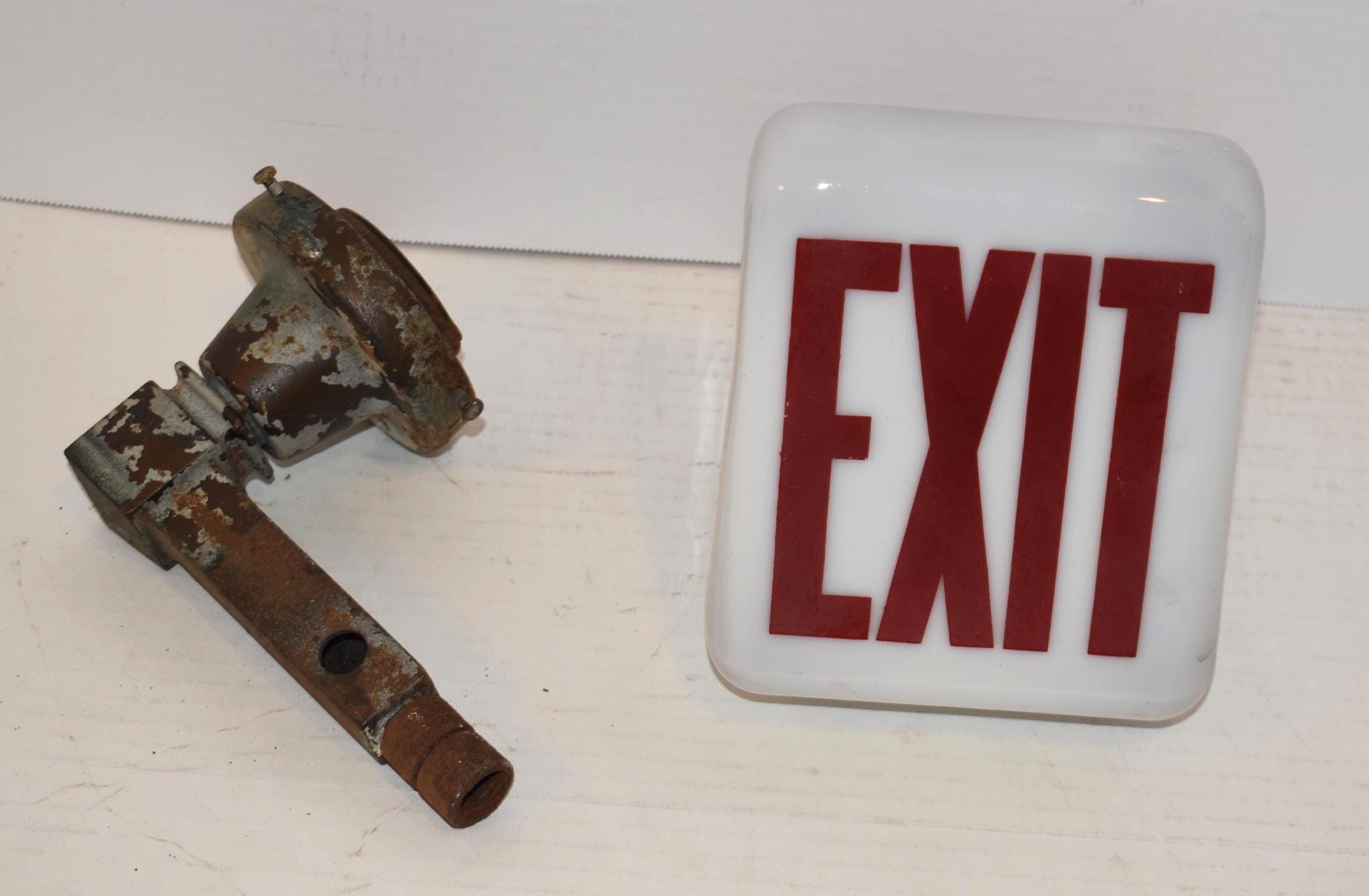 Vintage Glass Exit Light - Etsy