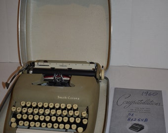 Vintage 1960 Smith Corona Sterling Portable Manual Typewriter & Case - Serviced