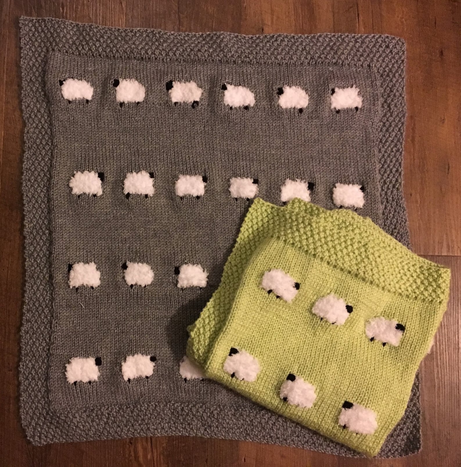Organic Cotton Knit Baby Blanket- Furry Sheep