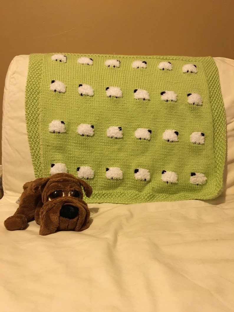 Sheep Baby Blankie Sheep Baby Blanket Knit Sheep Blanket Knit Lamb Blanket Knit Baby Blanket