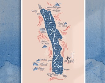 Poster - Illustrated map of Lake Bourget