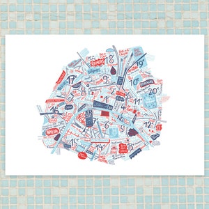 Poster - Karte von Paris - Illustration