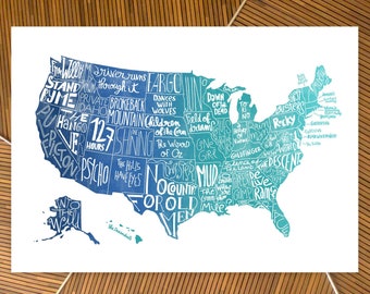 Poster - Illustrated map of American films