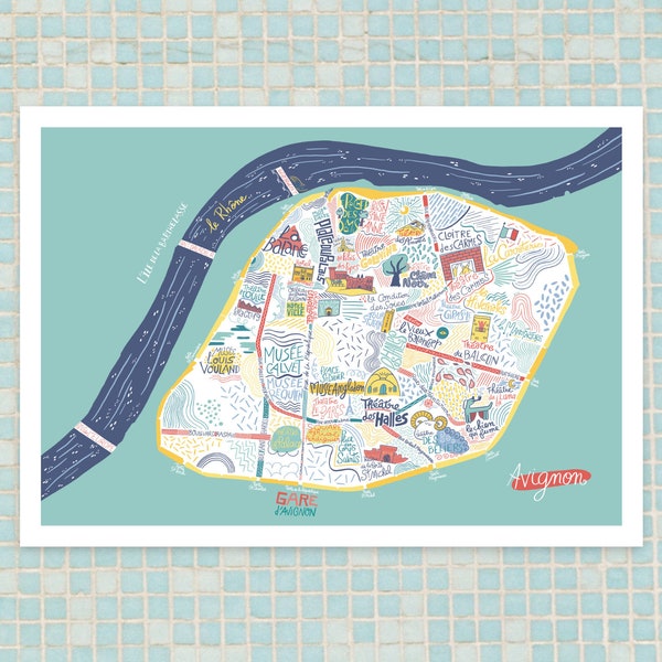 Illustrated Map of Avignon - Etsy