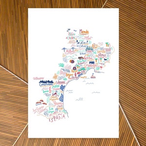 French Languedoc country map travel print art for traveler France map wall art bedroom print art for french lover