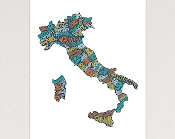 Italy food print italy food map travel art travel decor print home decor digital print typography print city print