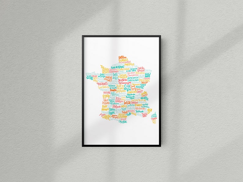 Affiche Carte de France des spécialités culinaires Etsy France