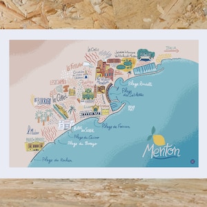 Affiche - Carte de Menton - illustration