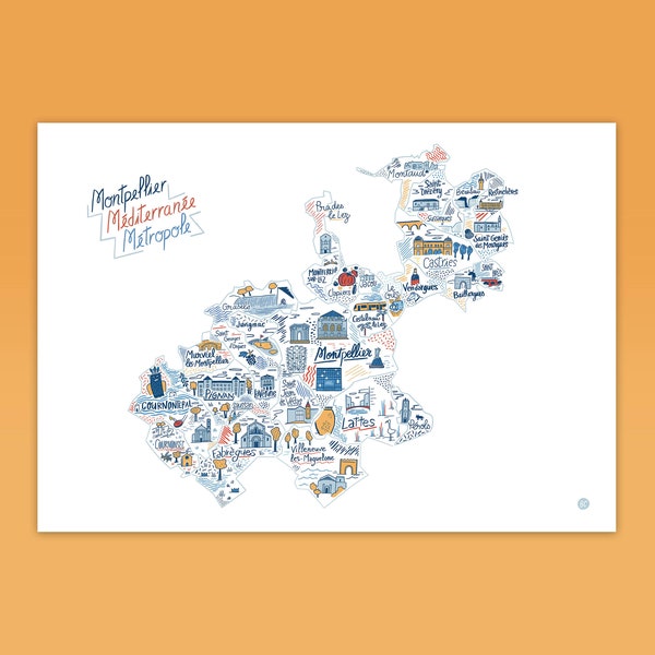 Affiche - Carte de la Métropole de Montpellier