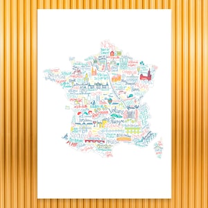 Affiche Carte de France des monuments et lieux touristiques imagem 4