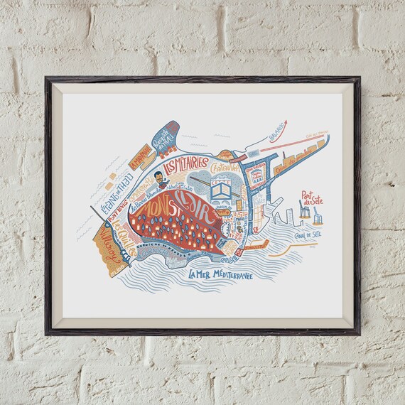 Sete Map Travel Art French City Poster Sete Wall Print France Etsy Sete Map Travel Art French City Poster Sete Wall Print France Etsy