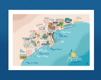 Affiche - Carte de Menton - illustration