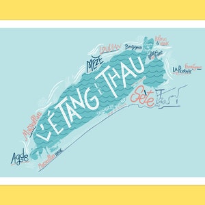 Poster - Illustrated map of the Etang de Thau