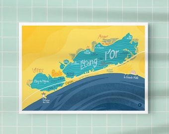 Poster - Map of the Etang de l'Or and the Méjean