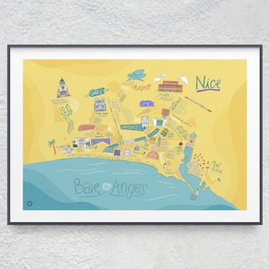 Poster - Karte von Nizza - Illustration
