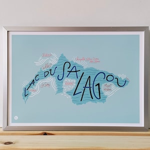 Affiche - Carte illustrée du lac de Salagou