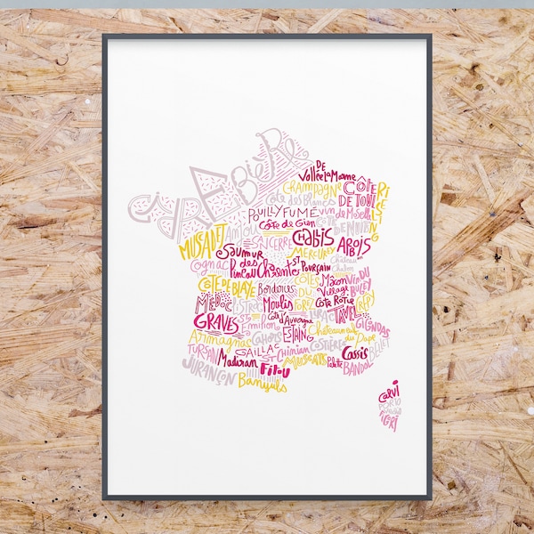 Affiche - Carte de France des vins
