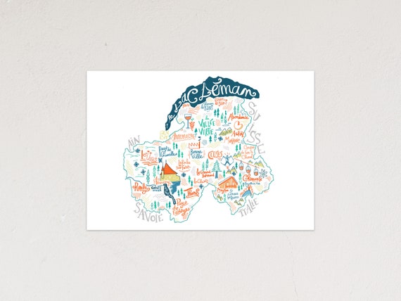 Carte De La Haute Savoie Illustree Formats A3 Et Etsy France