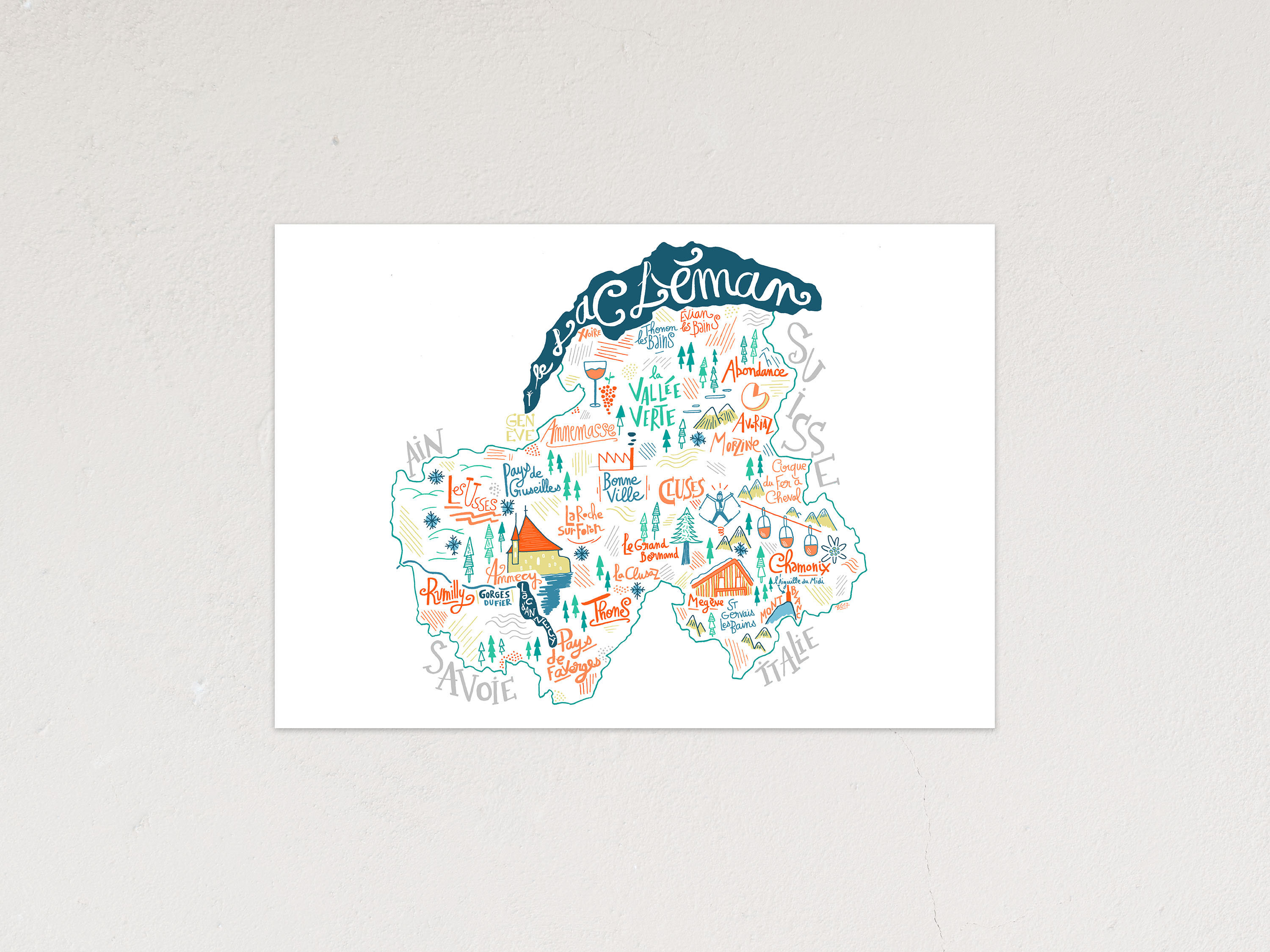 Carte De La Haute Savoie Illustree Formats A3 Et Etsy